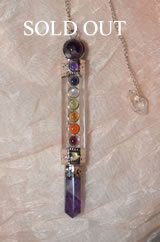 Cooper Chakra Pendulum with purple Quartz at the end